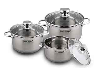 BỘ 3 NỒI INOX VUNG KÍNH FIVESTAR GIÁ RẺ