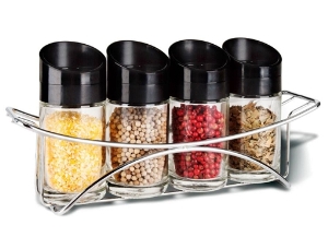 BỘ 4 LỌ GIA VỊ MORIITALIA KÈM KHAY INOX